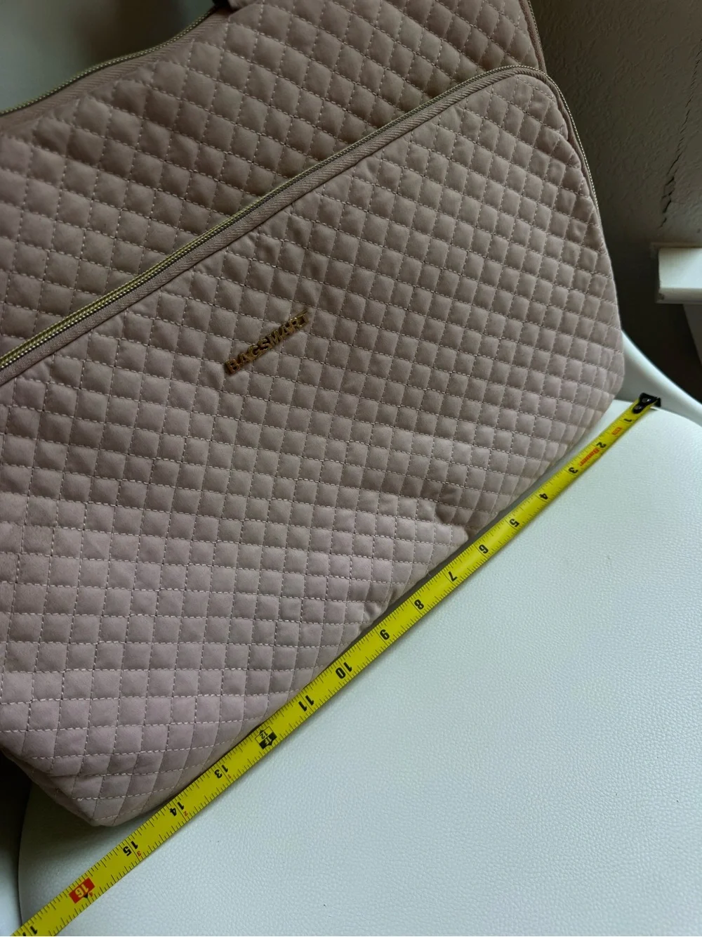BAGSMART Blush Pink Quilted Laptop Bag 16” Padded Computer Case Work Travel